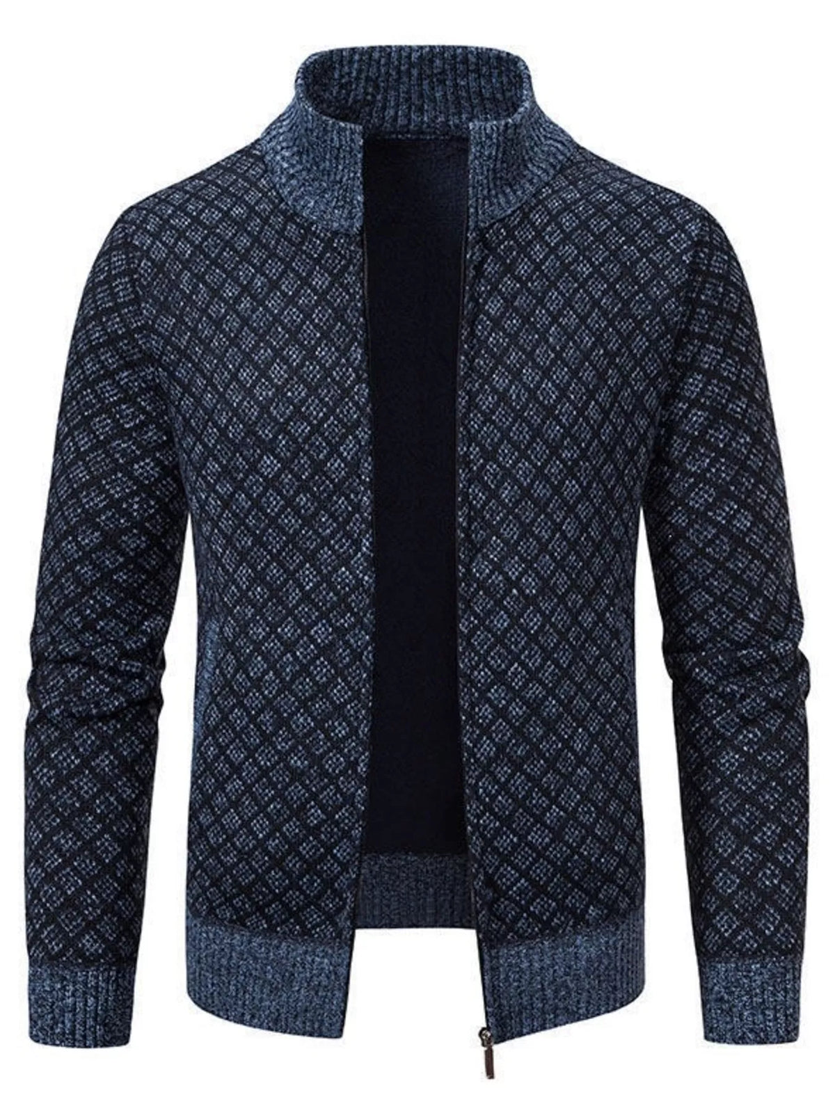 Geometric patterned full-zip cardigan