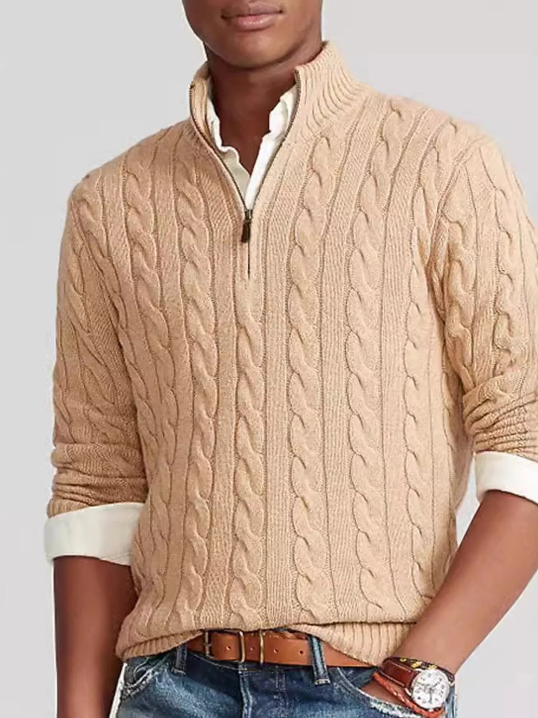 Cable Knit Half-Zip Sweater