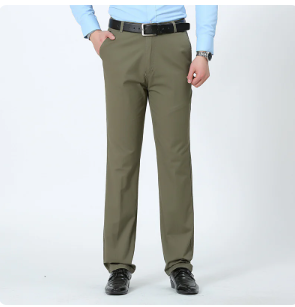 Flat front straight trousers, Olive, front