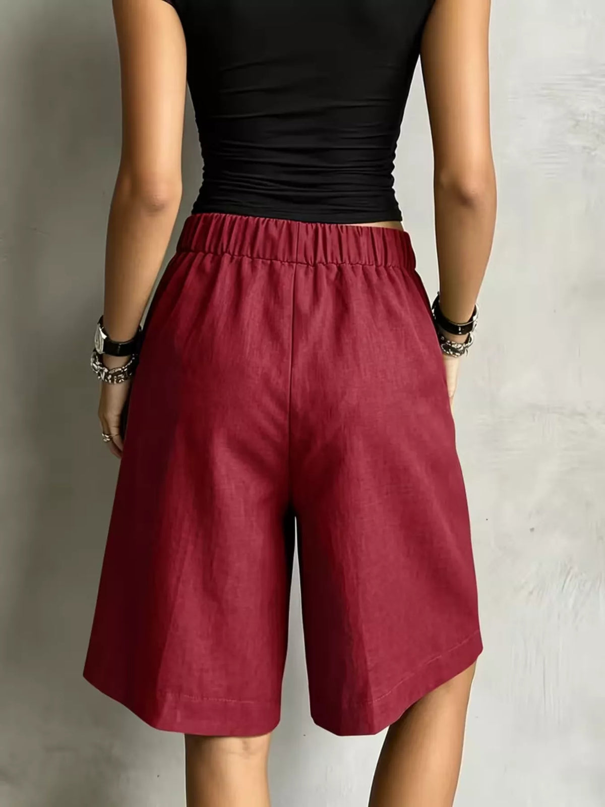 High-waist drawstring shorts