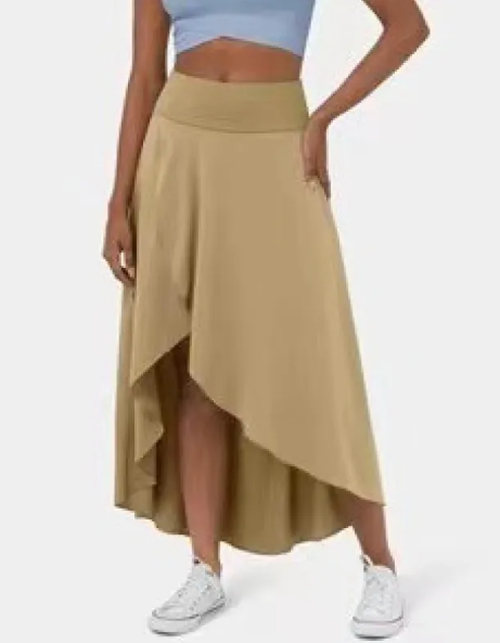High-low jersey midi skirt