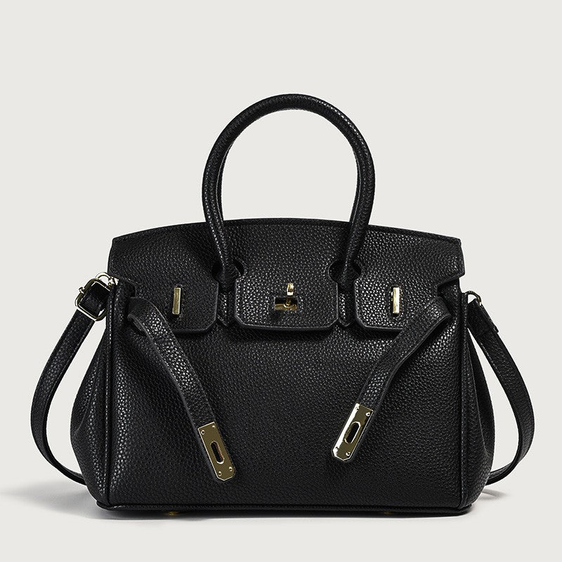 Vegan leather top-handle tote