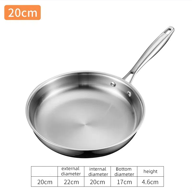 Stainless steel single handle sauce pot, double bottom milk pot, non stick pot, household sauce pot, high body, short height soup pot, smooth flat bottomed frying pan