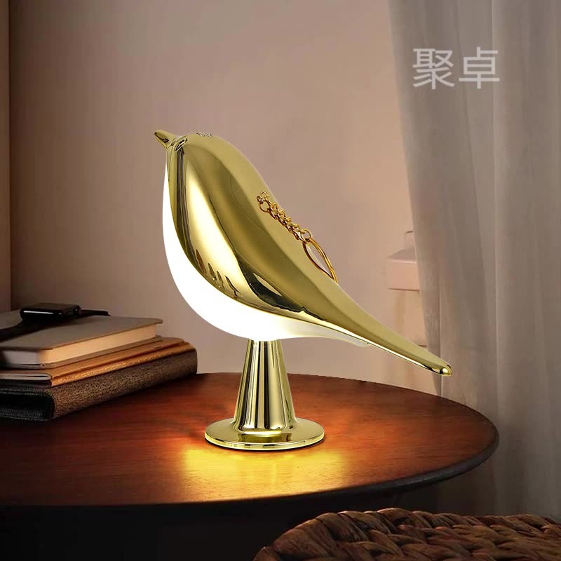 3 Colors Bedside Lamp Creative Touch Switch Wooden Bird Night Lights Dimming Brightness Bedroom Table Reading Lamp Decor Home