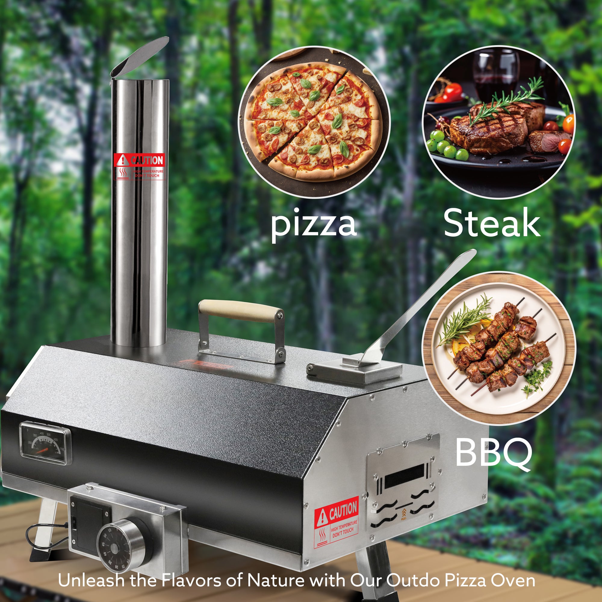 Black 12 Wood Fired Outdoor Pizza Oven - Portable Hard Wood Pellet Pizza Oven