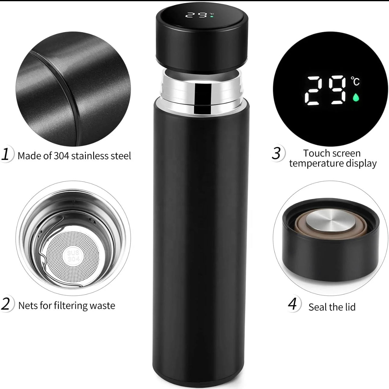 500ml Smart Thermal Flask with LED Display Temperature