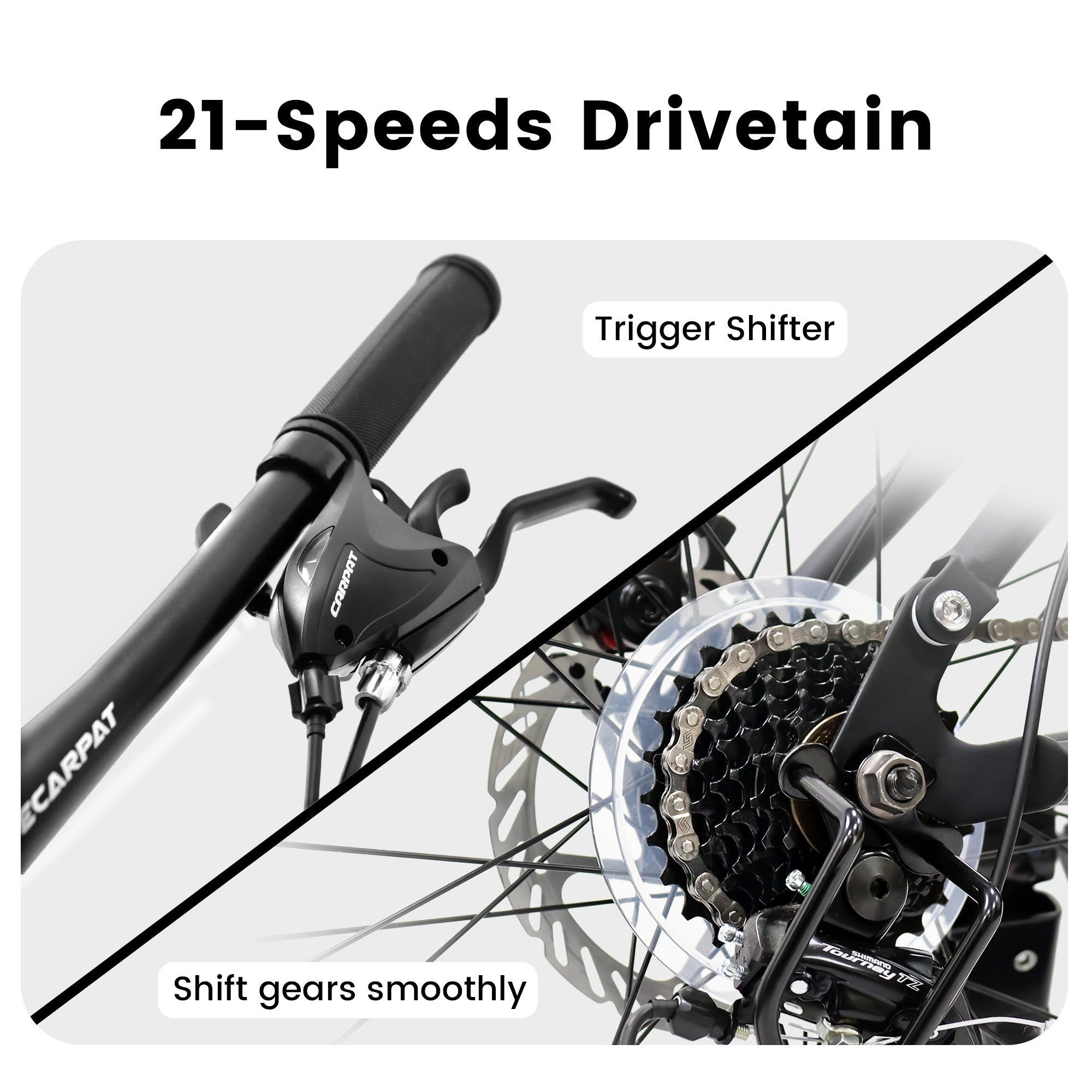 A2660 Ecarpat Mountain Bike 26 inch Wheel Carbon Steel Frame Disc Brake Thumb Shift Front Fork Rear Shock Absorber Bicycle