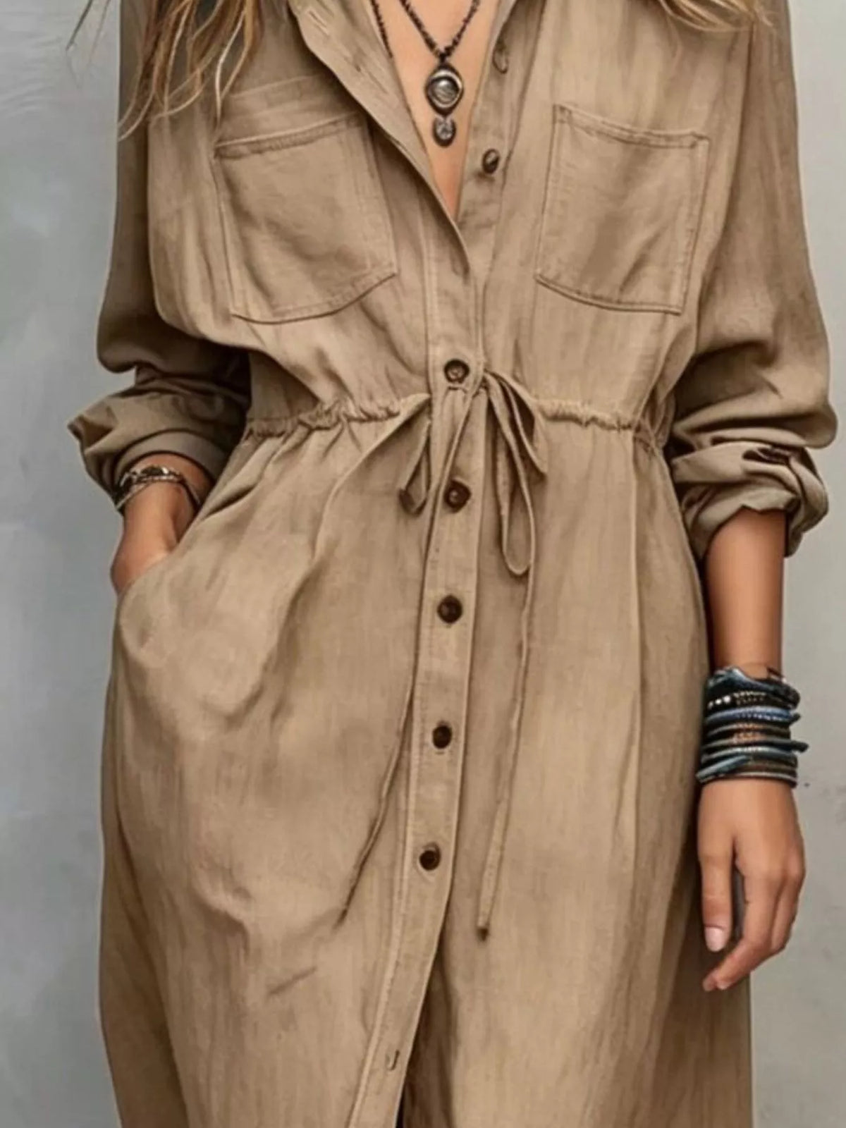 Long-sleeve shirt dress