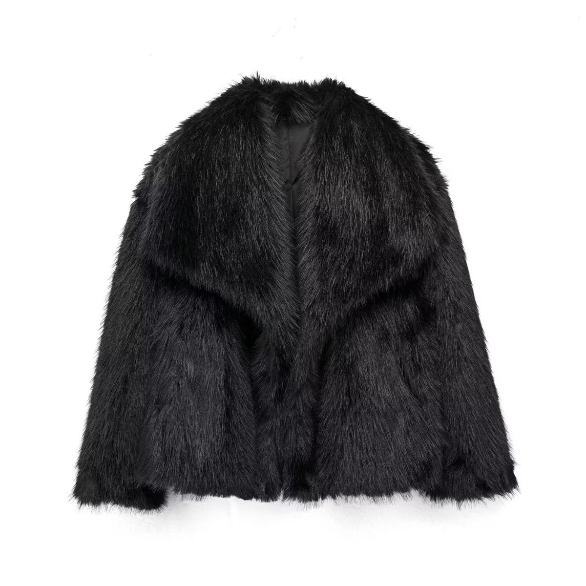 Plush teddy coat – black