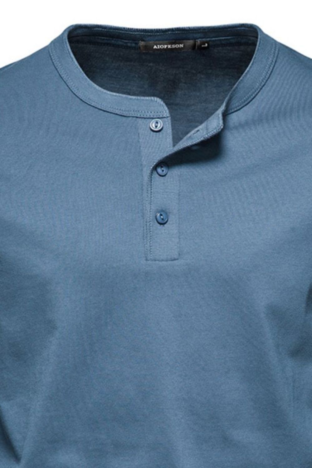T-shirt à manches longues et col rond pour homme, grande taille, boutonné en quart de bouton
