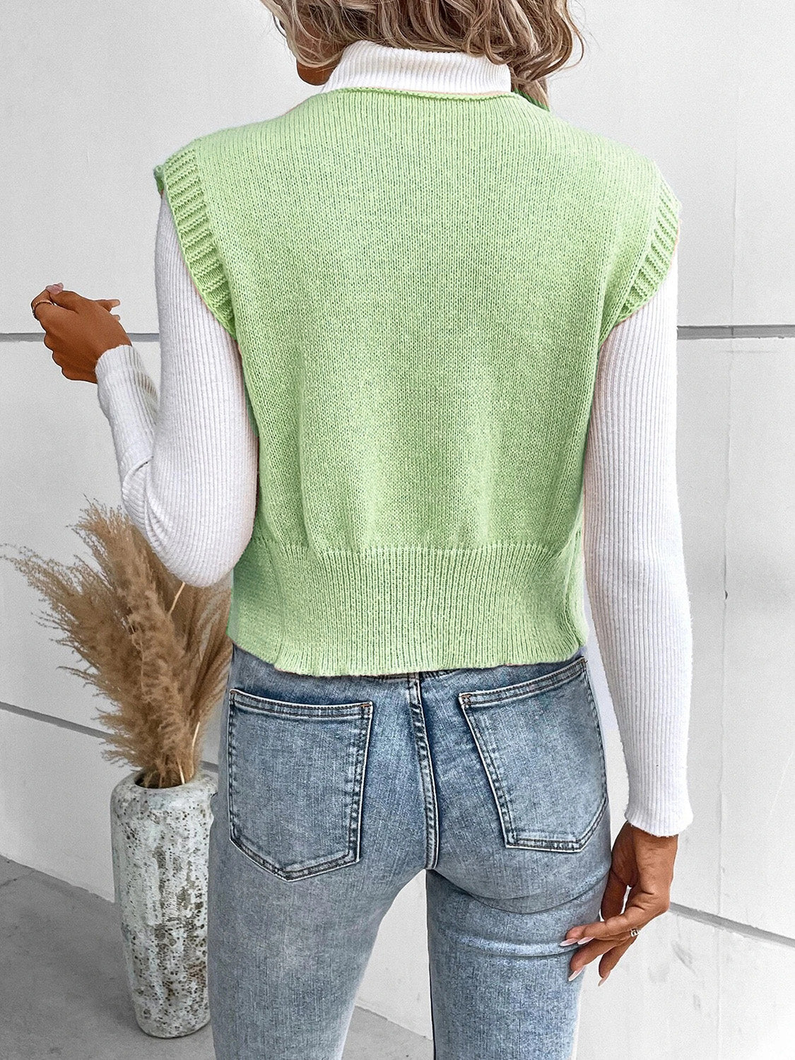 Button up V-neck sweater vest