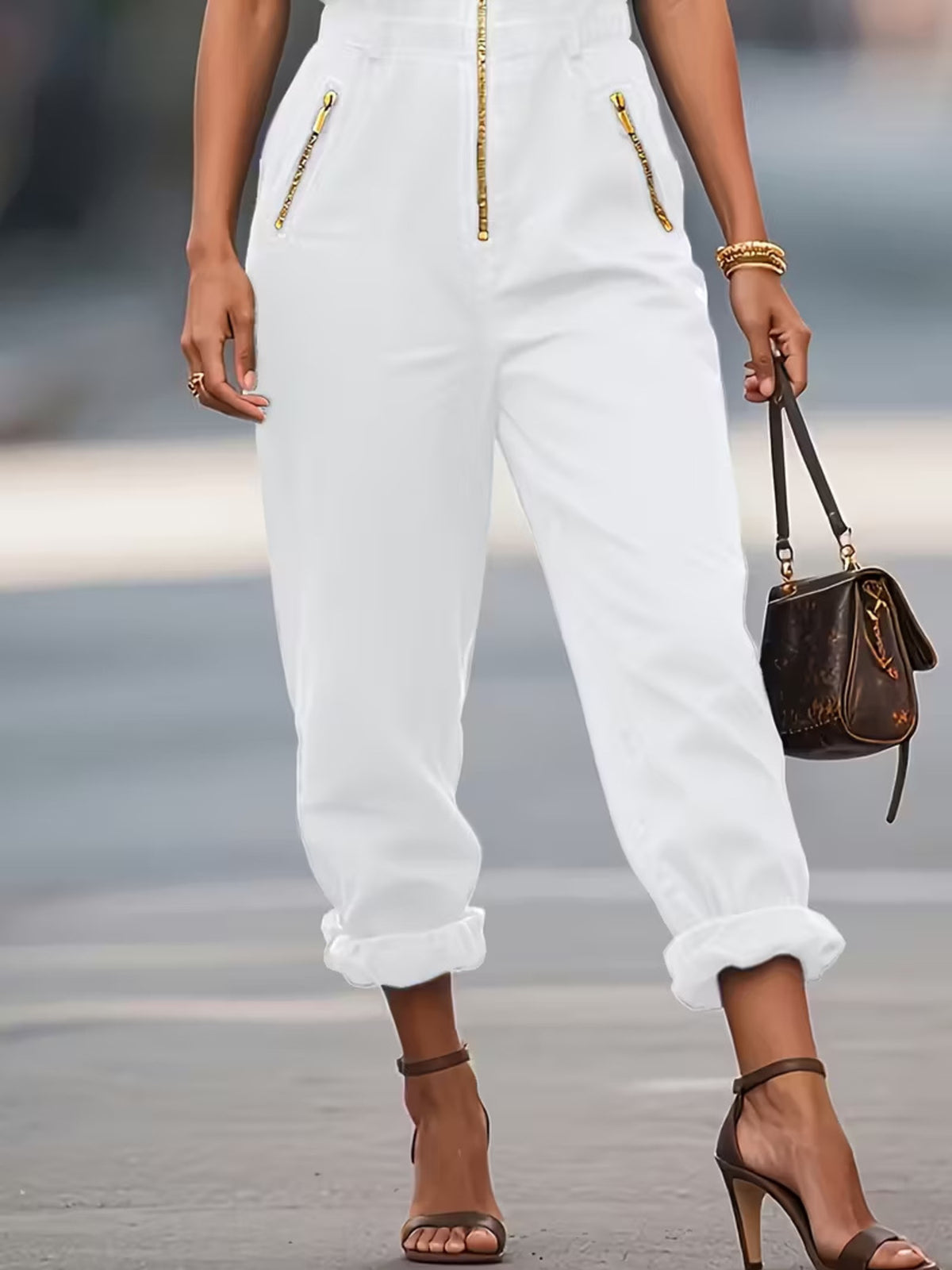 Sleeveless zip jumpsuit