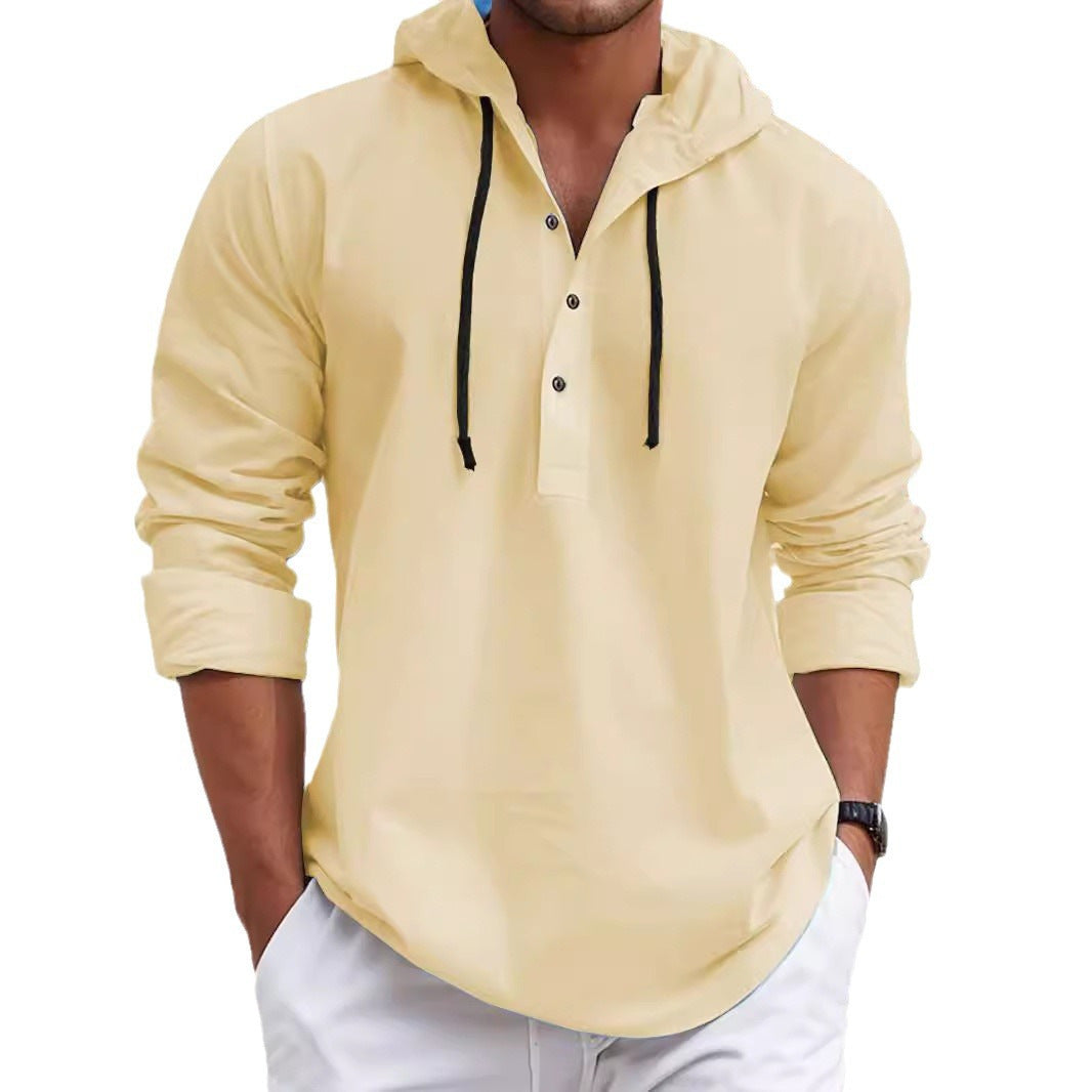 Fashion Men's Pearl Cotton Long-sleeved Hooded Sweater