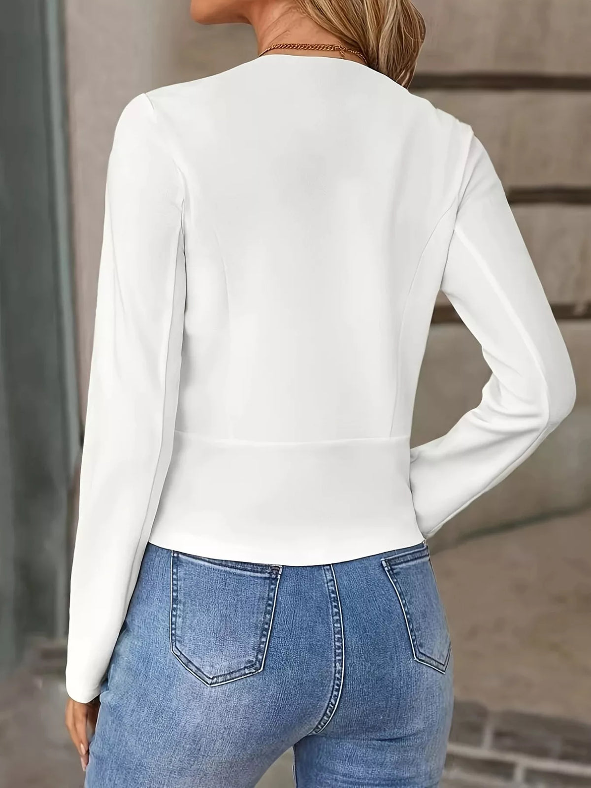 Cropped open-front blazer