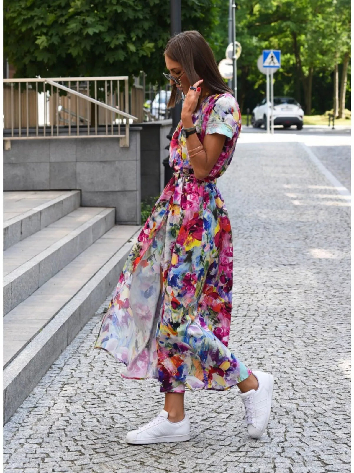Surplice midi dress