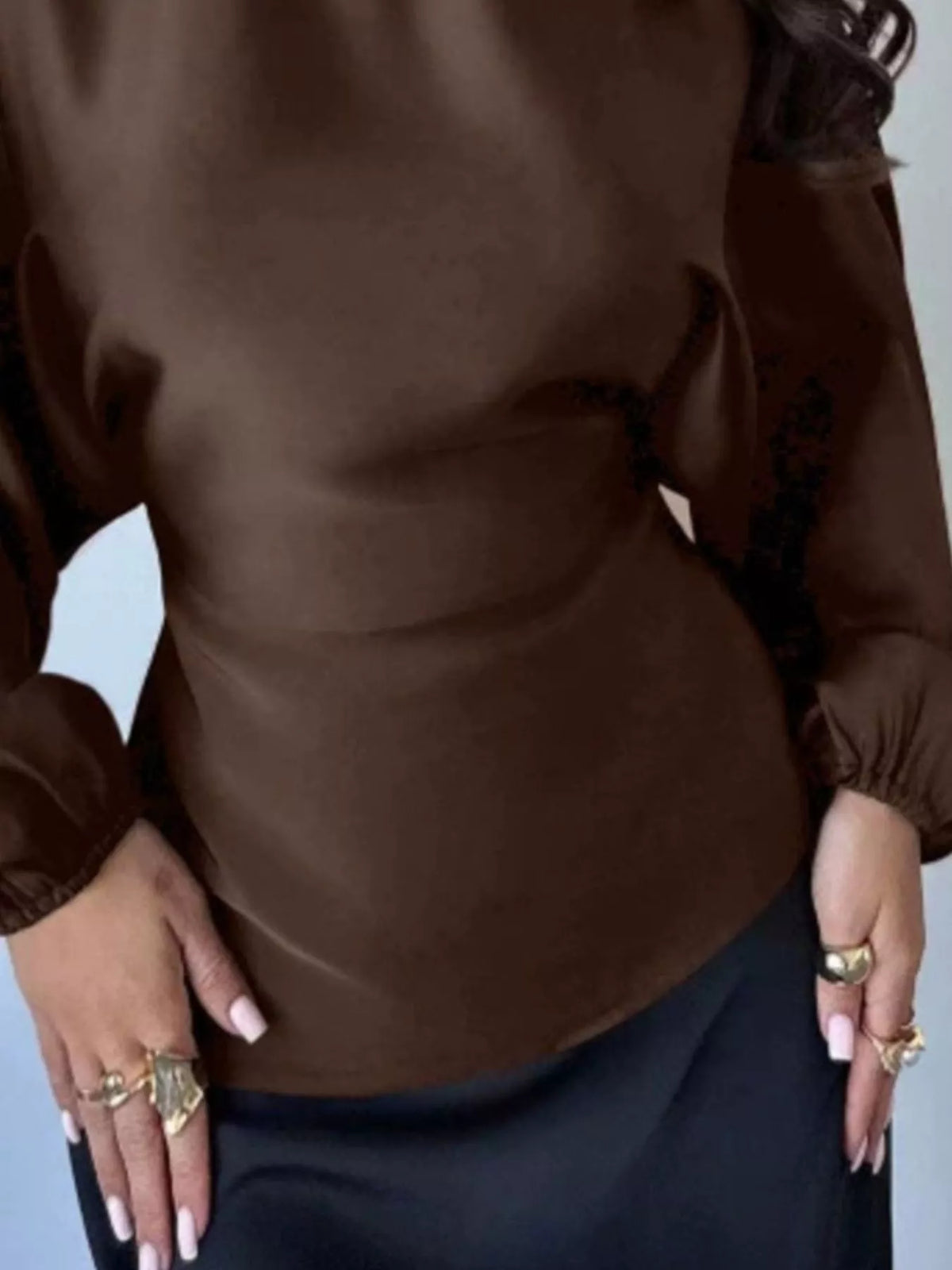 Back tie long sleeve blouse