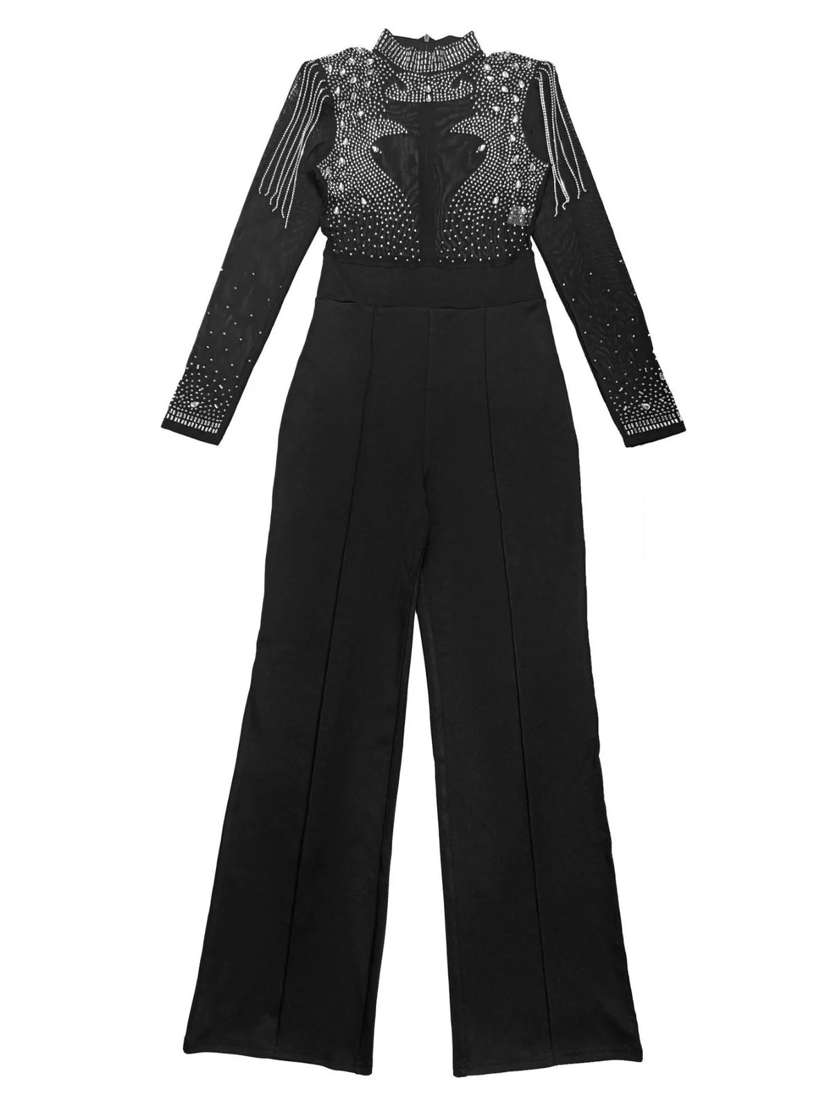 Rhinestone mesh jumpsuit