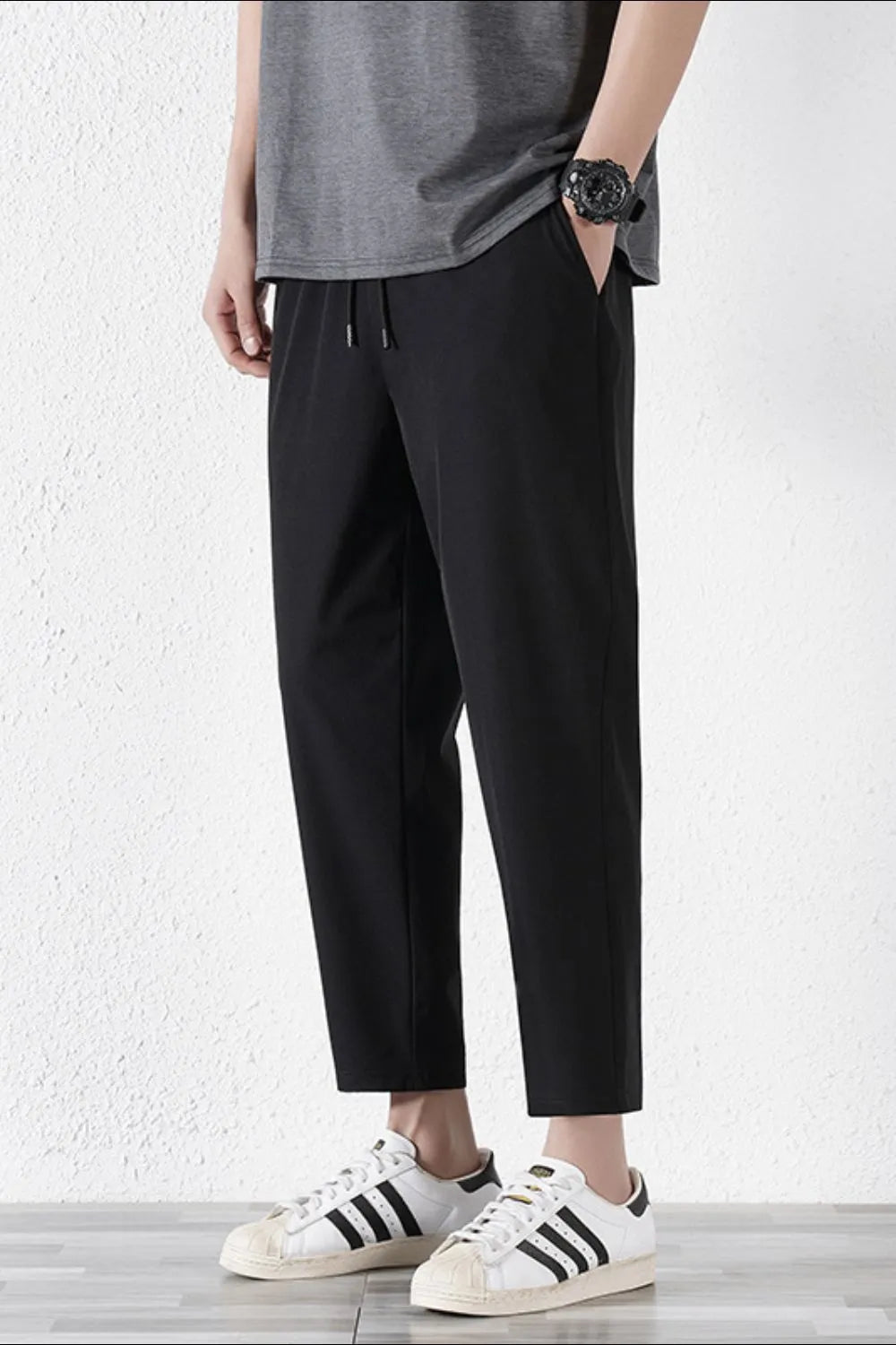 Drawstring pants with pockets