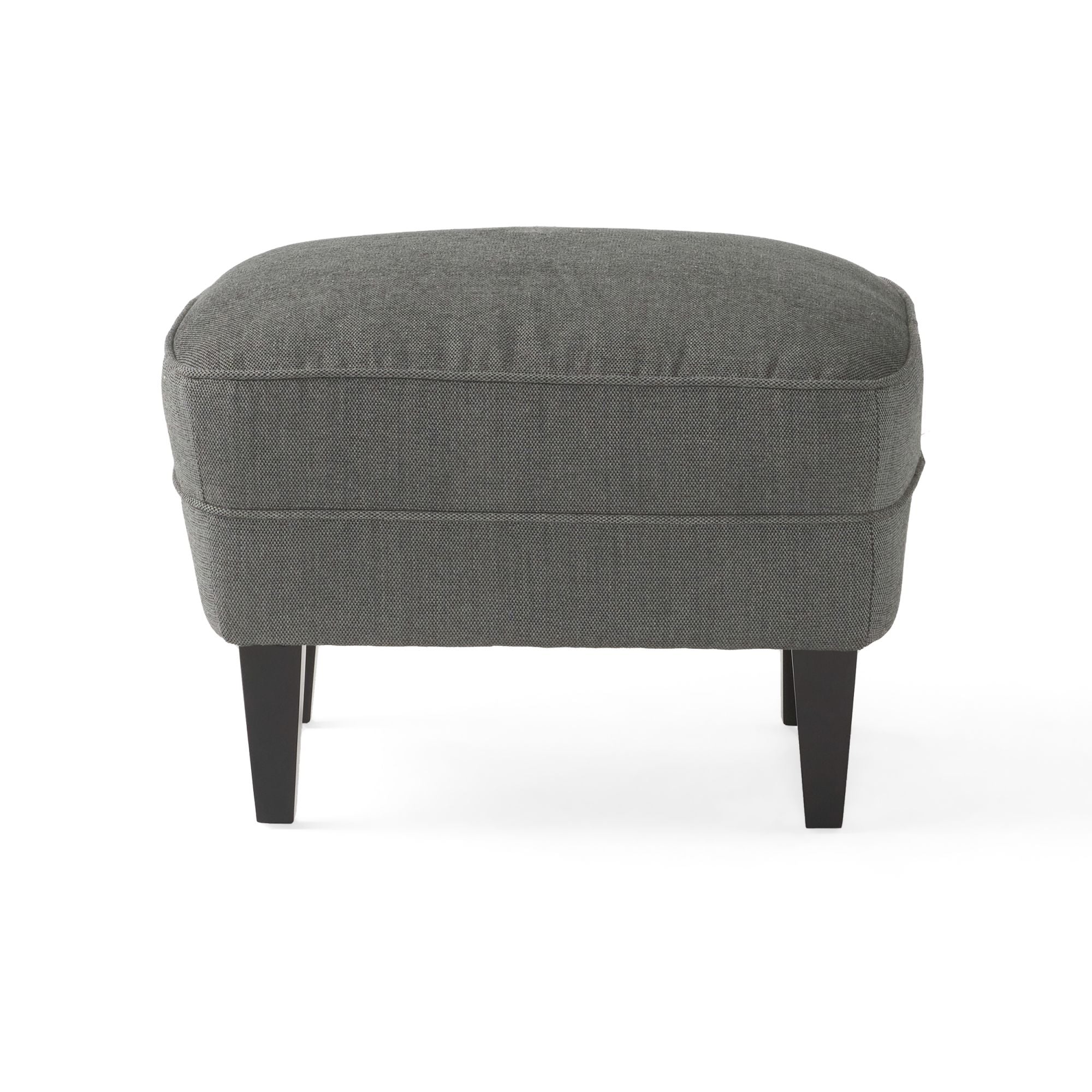 Modern grey fabric club chair and Ottoman set, stylish cushioned armchair, paired with Ottoman style