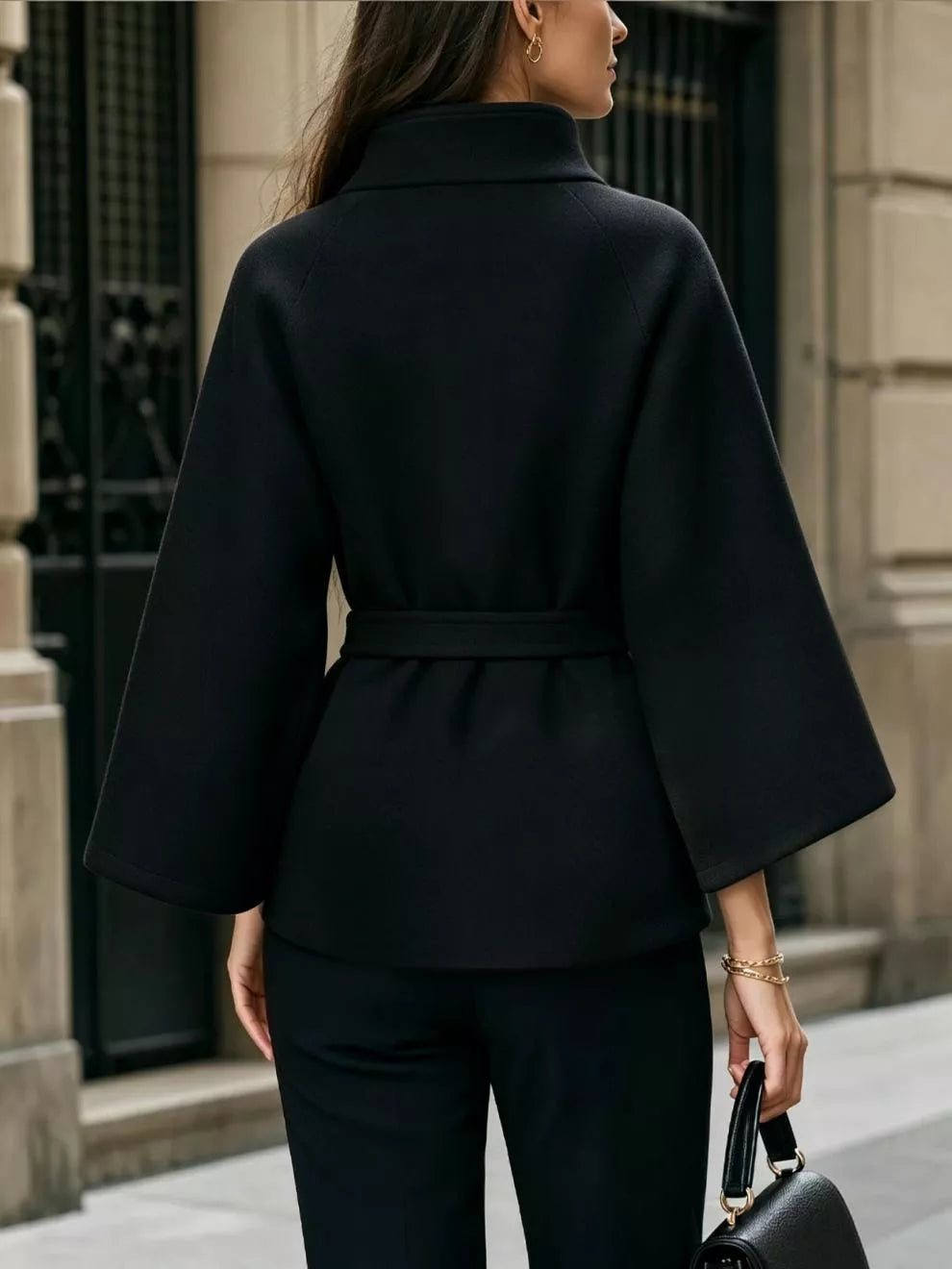 Belted cape coat