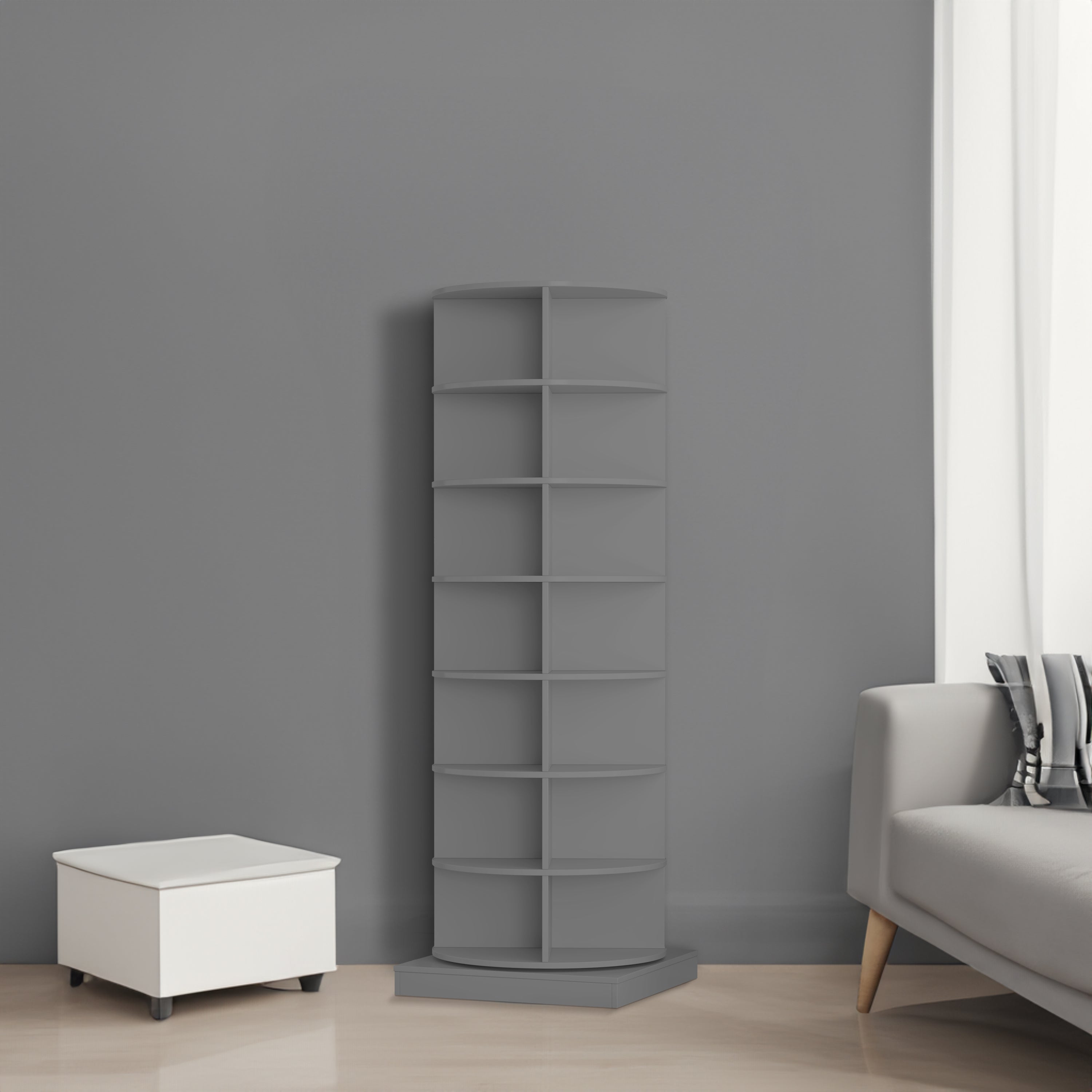 new 360 gray rotating shoe cabinet with 7 layers can accommodate up to 28 Paris shoes