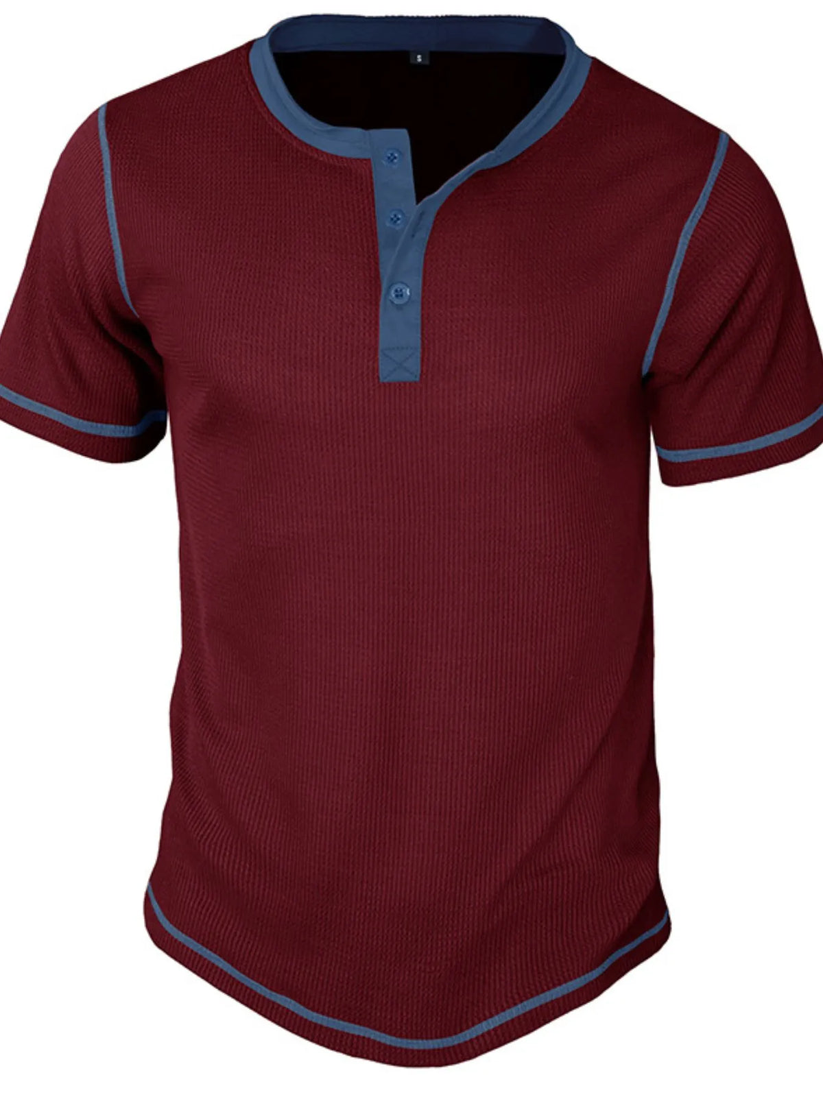 Contrast stitch henley polo shirt, Burgundy