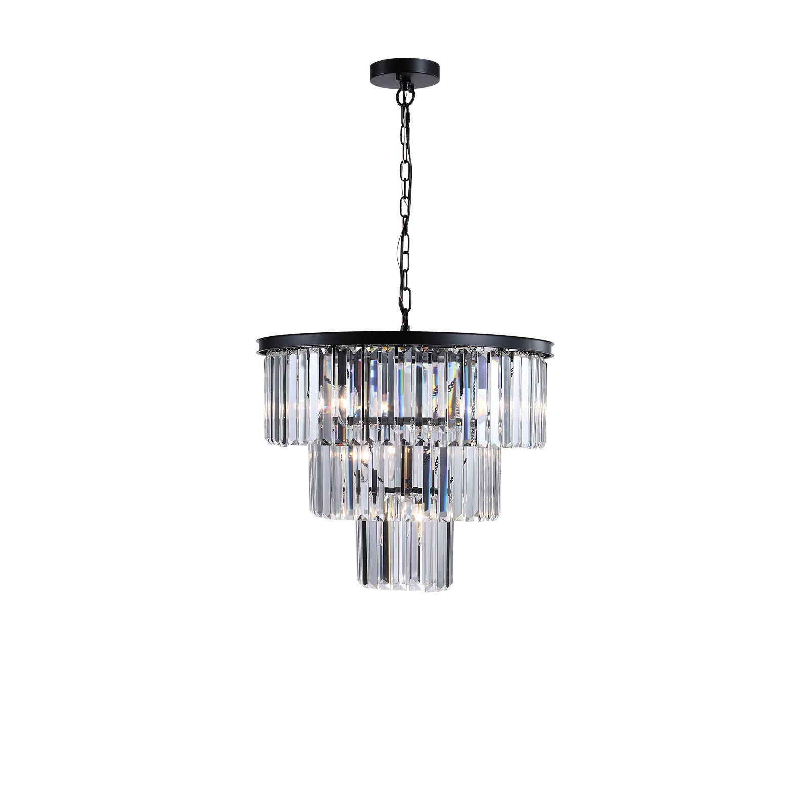 Black Luxury Crystal Chandelier Modern Chandeliers Lights Fixture Hanging Pendant Light Fixture for Dining Room Bedroom