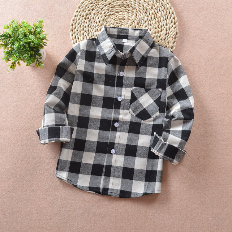 Boys' check flannel shirt