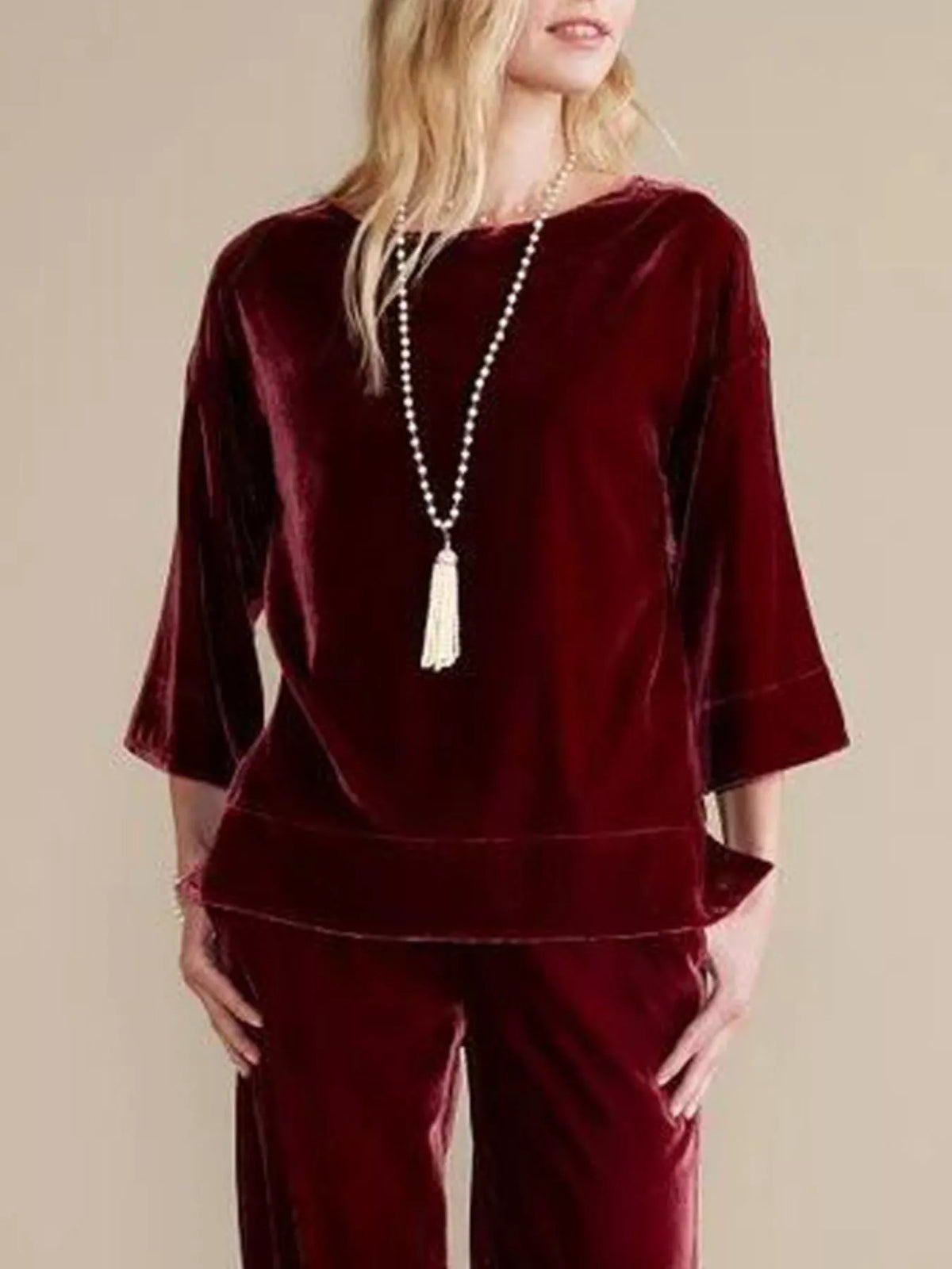 Velvet boat-neck top