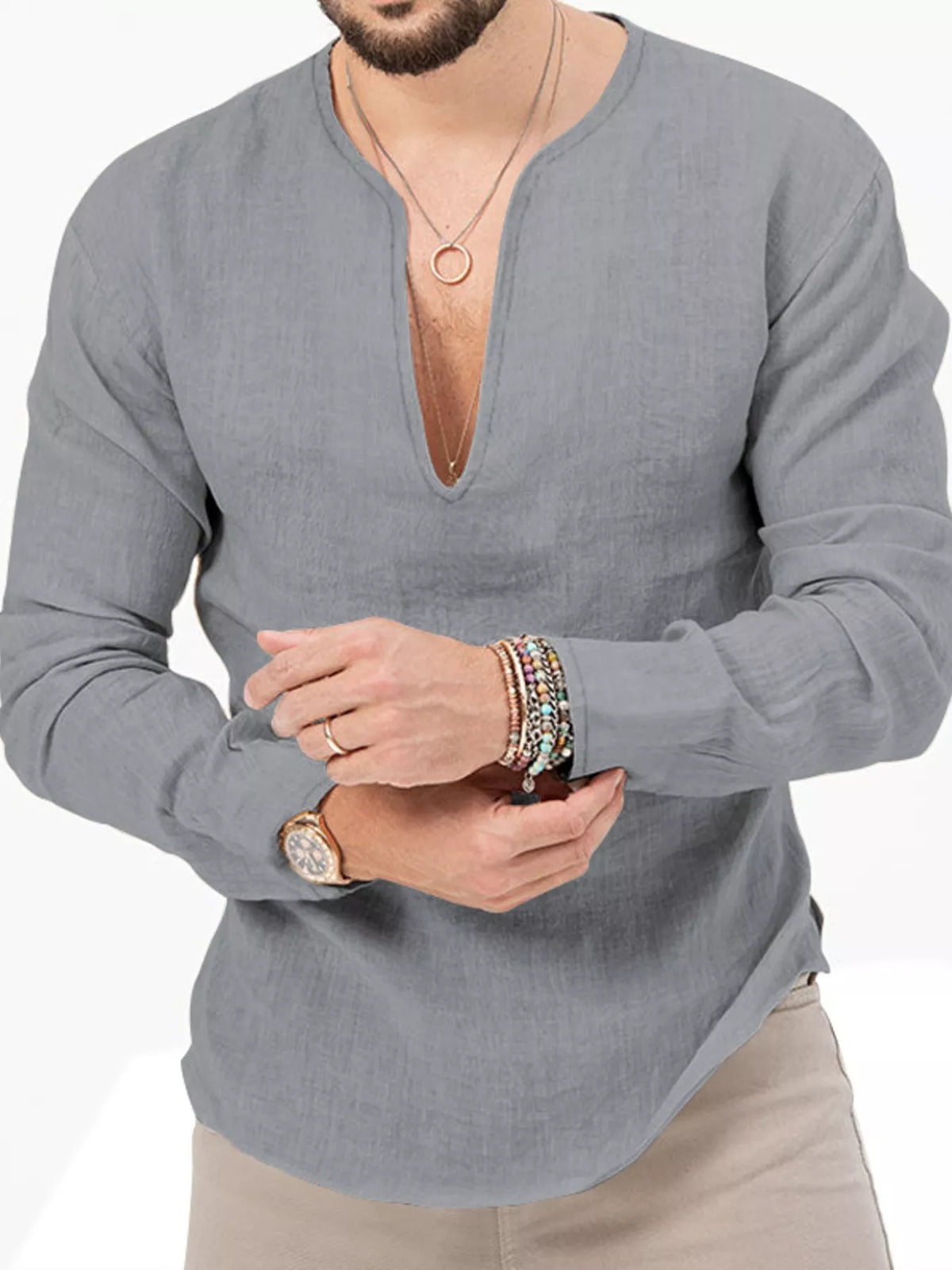 Slim long-sleeve shirt – gray