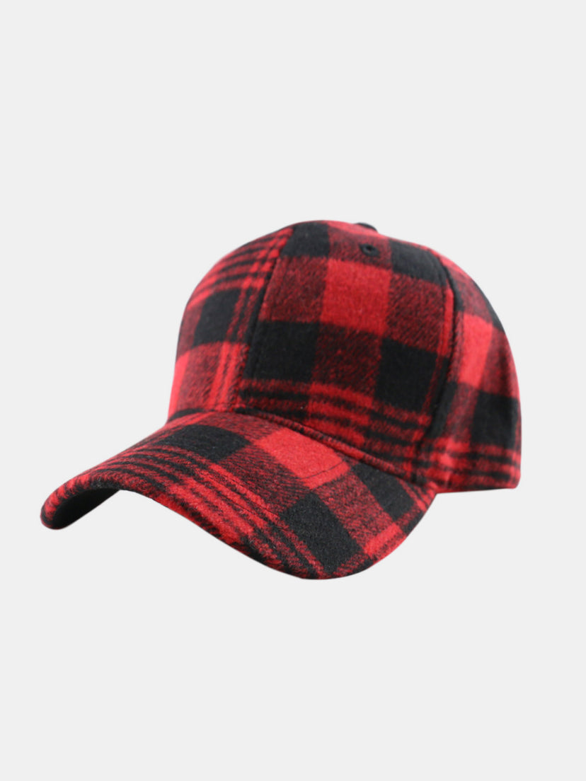 Casquette de baseball ajustable en coton à carreaux