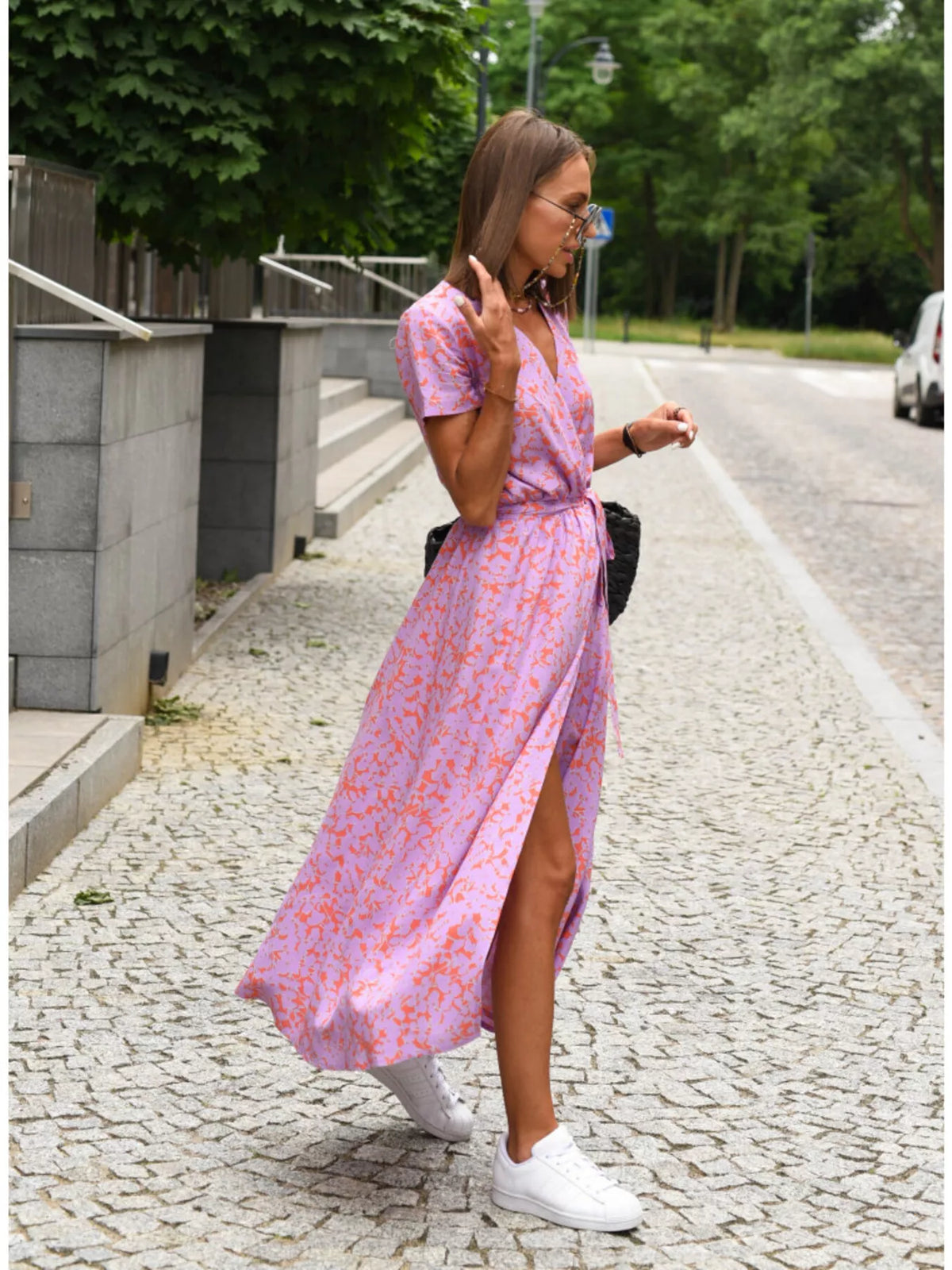Surplice midi dress