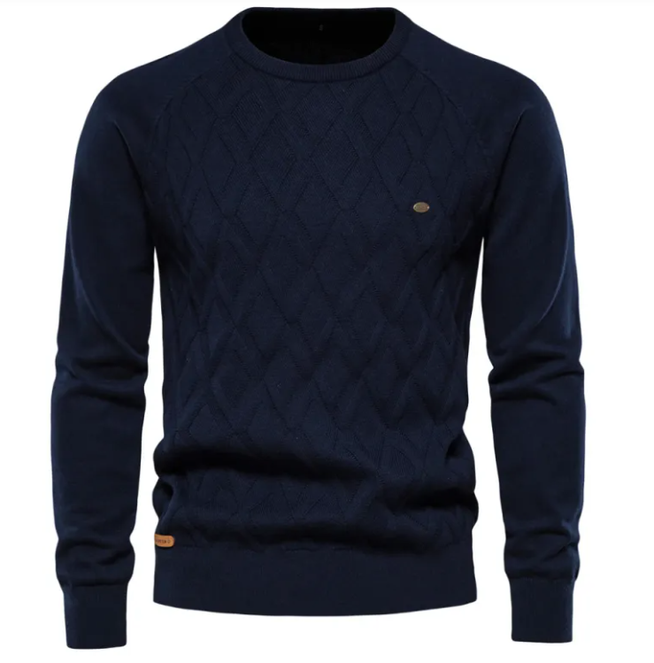 Diamond-knit crew sweater