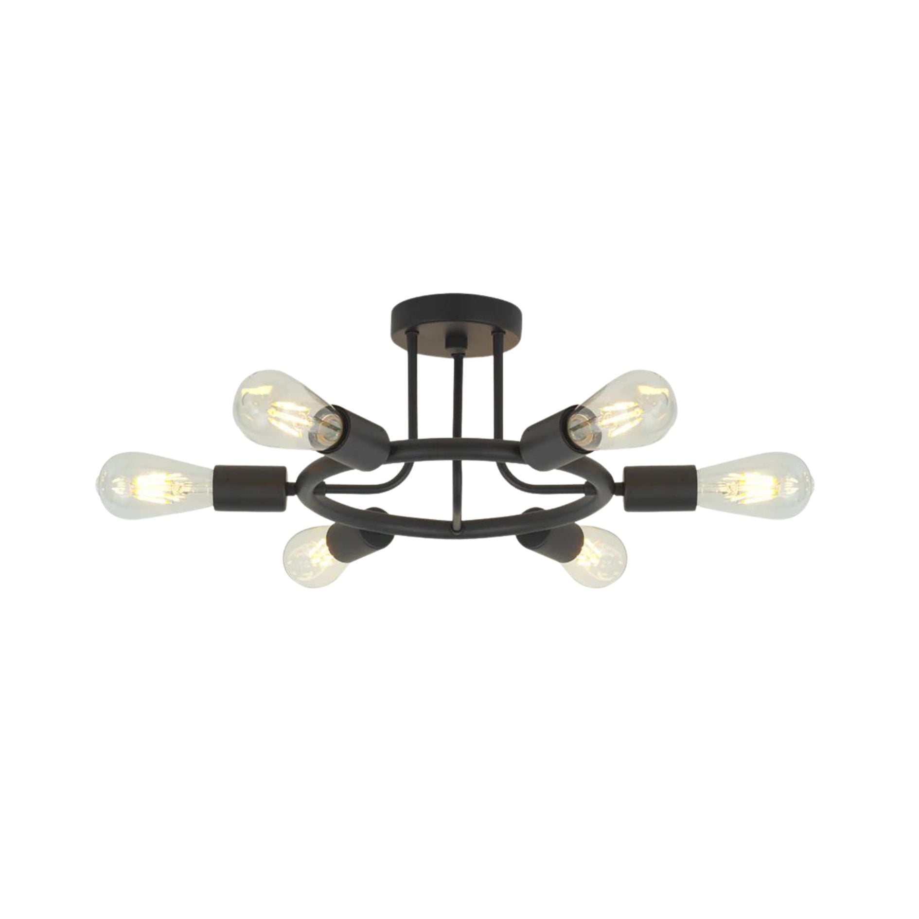 6 Light Modern Sputnik Lights Semi Flush Mount Ceiling Light Black Finished