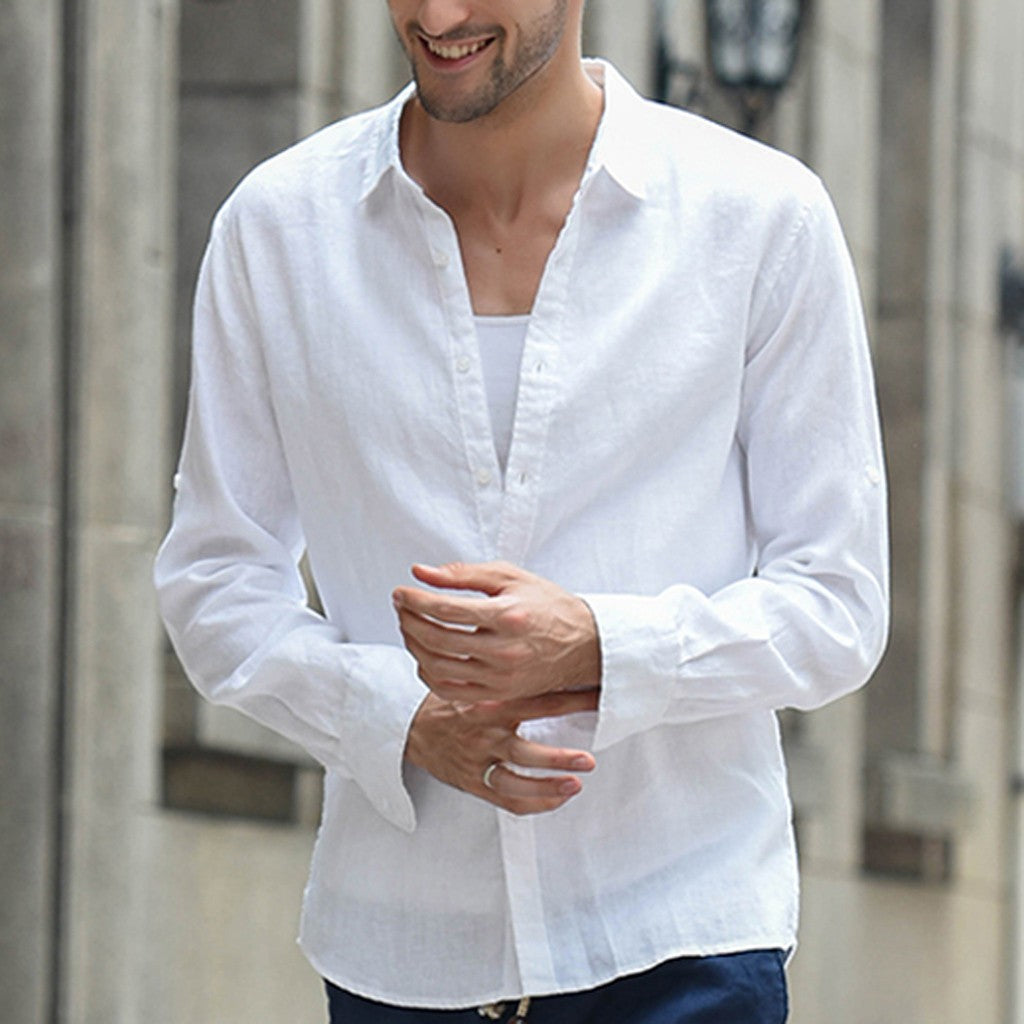Relaxed spread collar shirt, White, front
