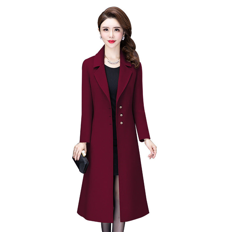 Fitted wool-blend long coat