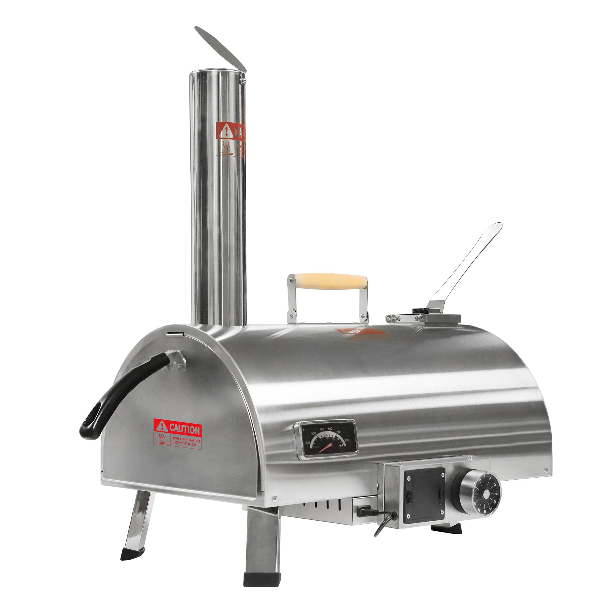 Pizza Oven Outdoor 12" Automatic Rotatable Pizza Ovens Portable Stainless Steel Wood Fired Pizza