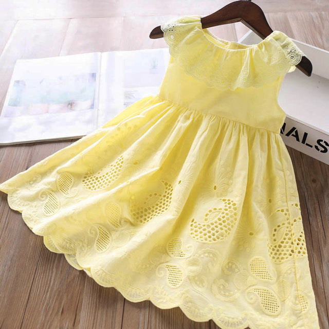 Girls' embroidered ruffle dress