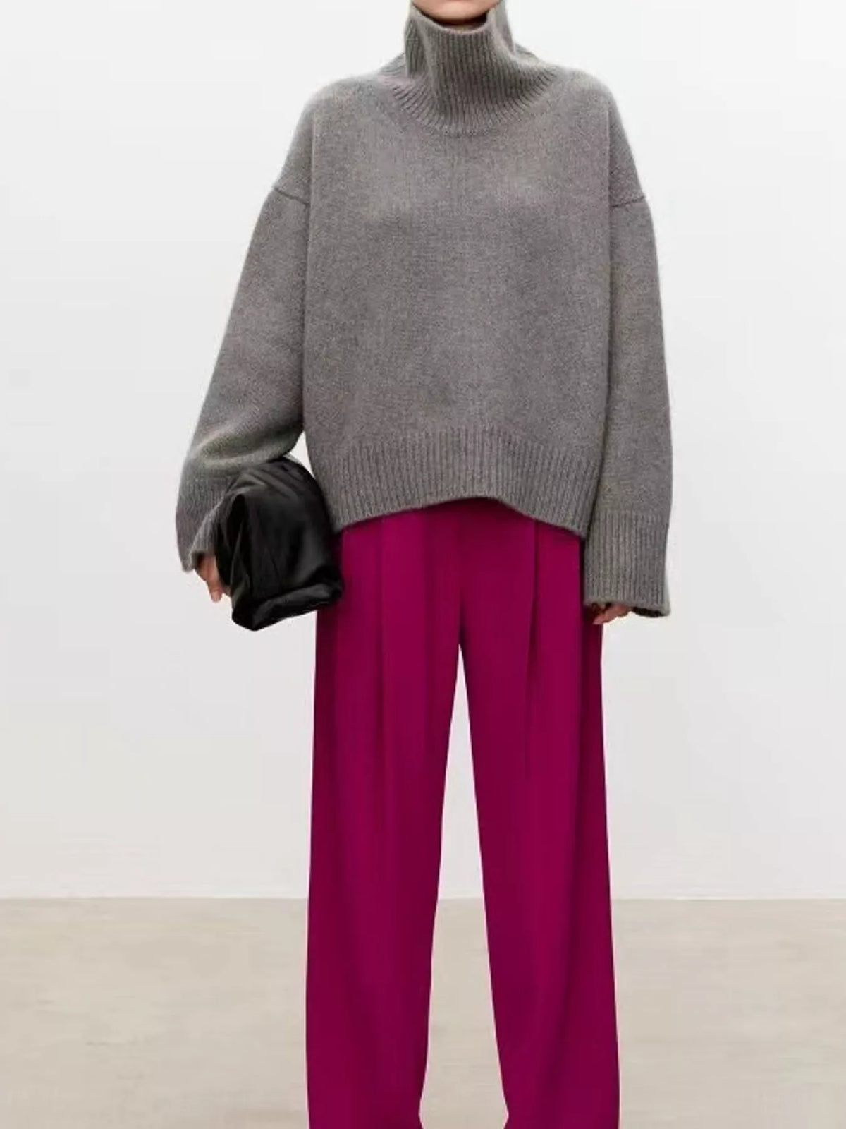 Oversized Turtleneck Wool Sweater