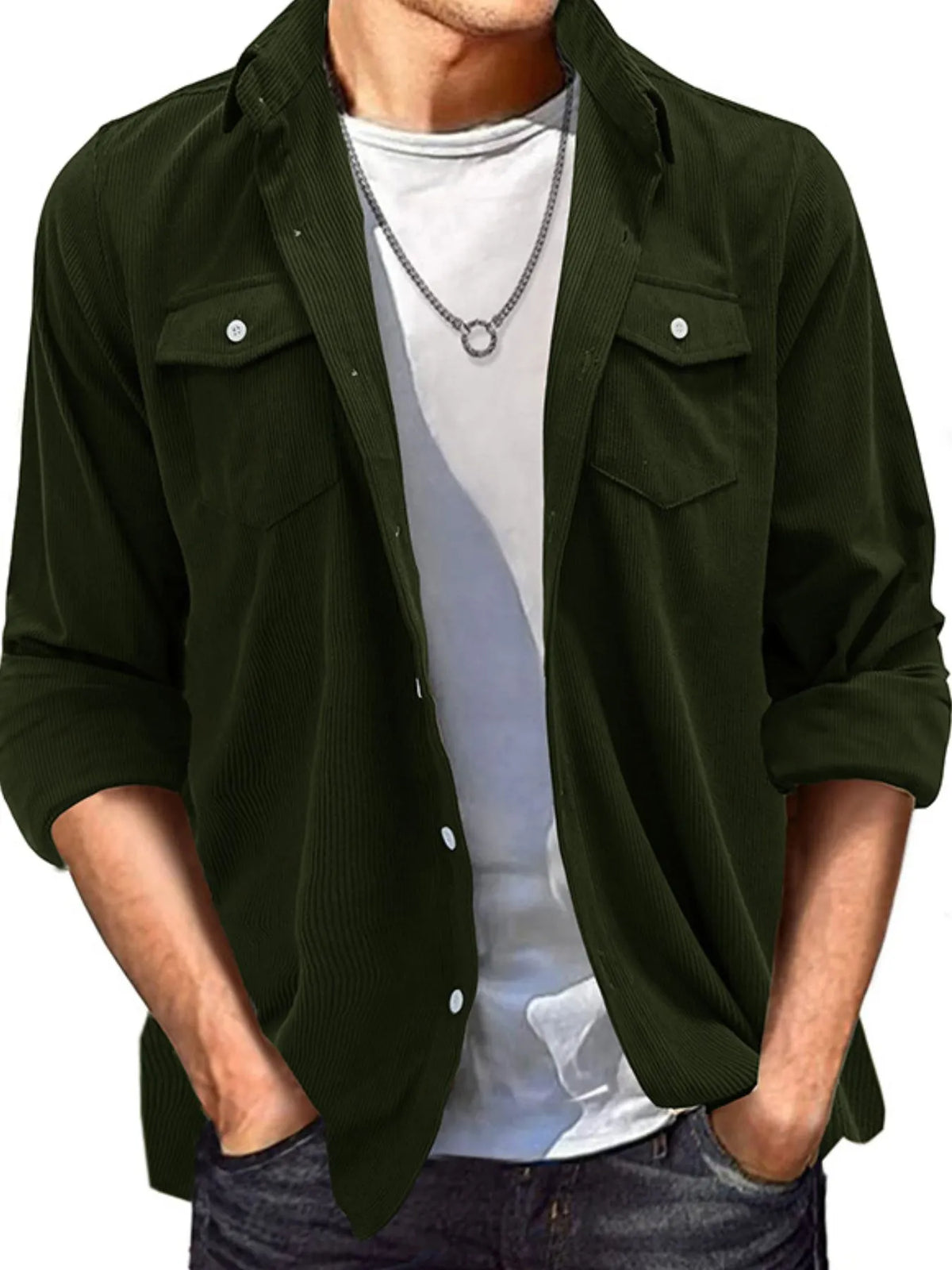 Corduroy overshirt, front