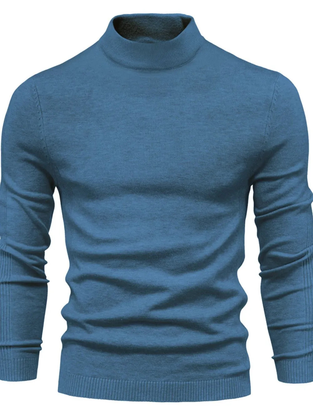 Mock neck long sleeve sweater, Peacock  Blue