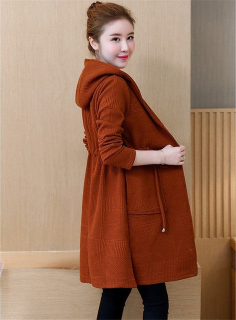 Hooded belted trench coat