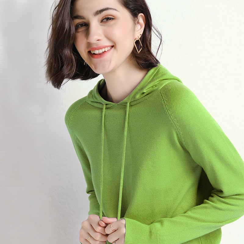 Hooded fine-knit sweater