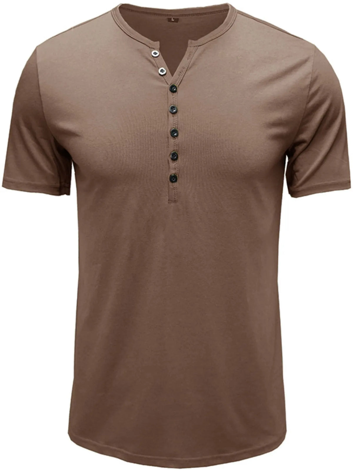 Classic henley short sleeve polo shirt, Taupe