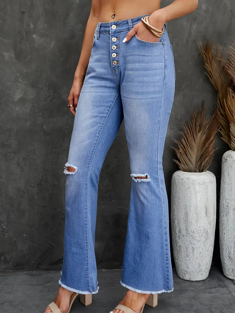 Button-fly flare jeans