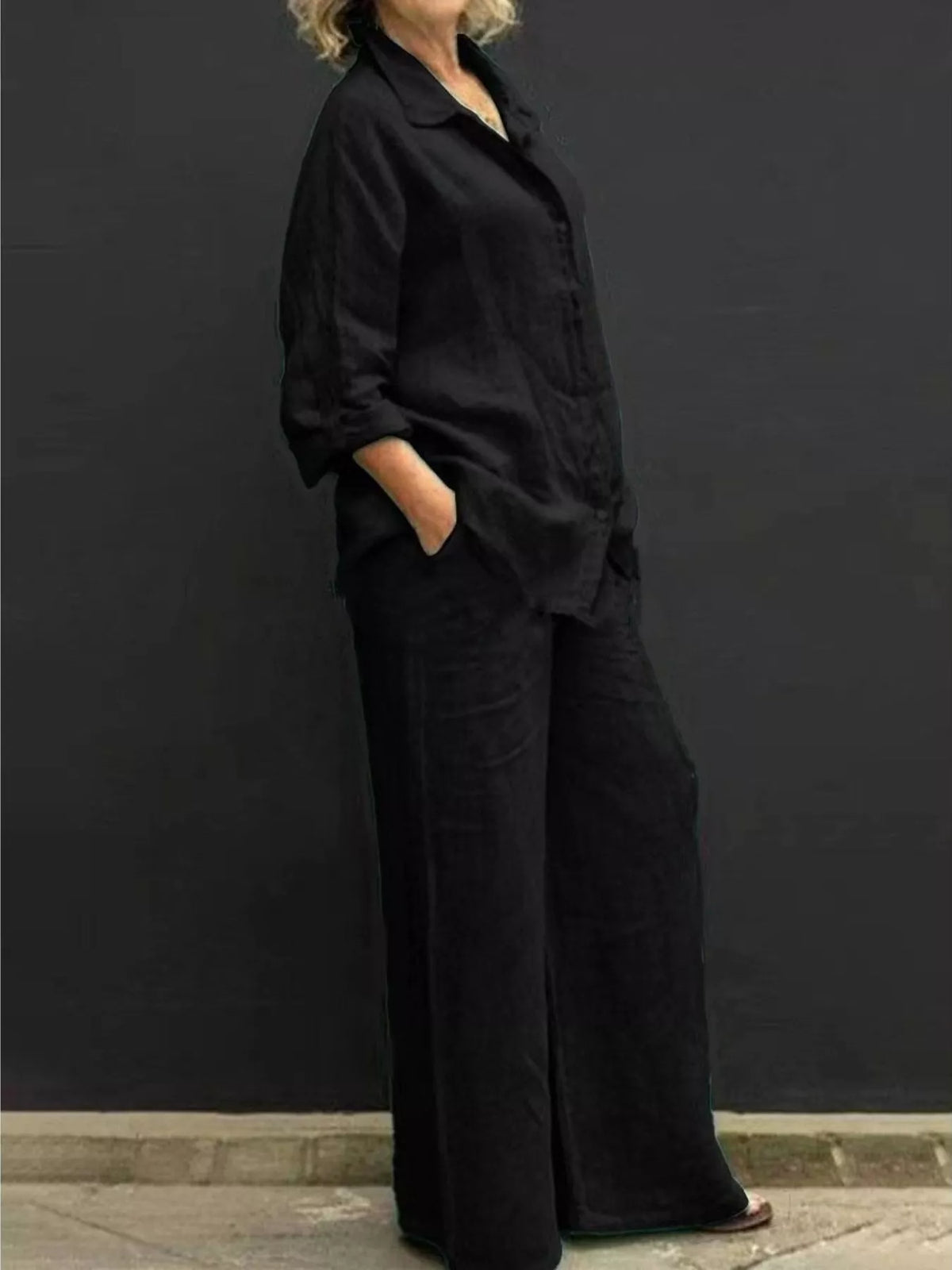 Shirt and pants set – black