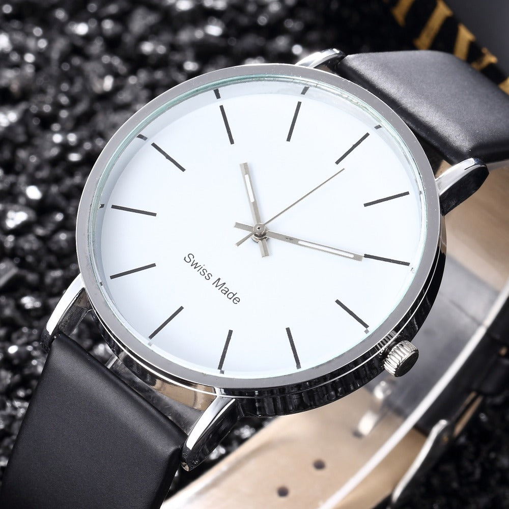 Minimal leather-strap watch