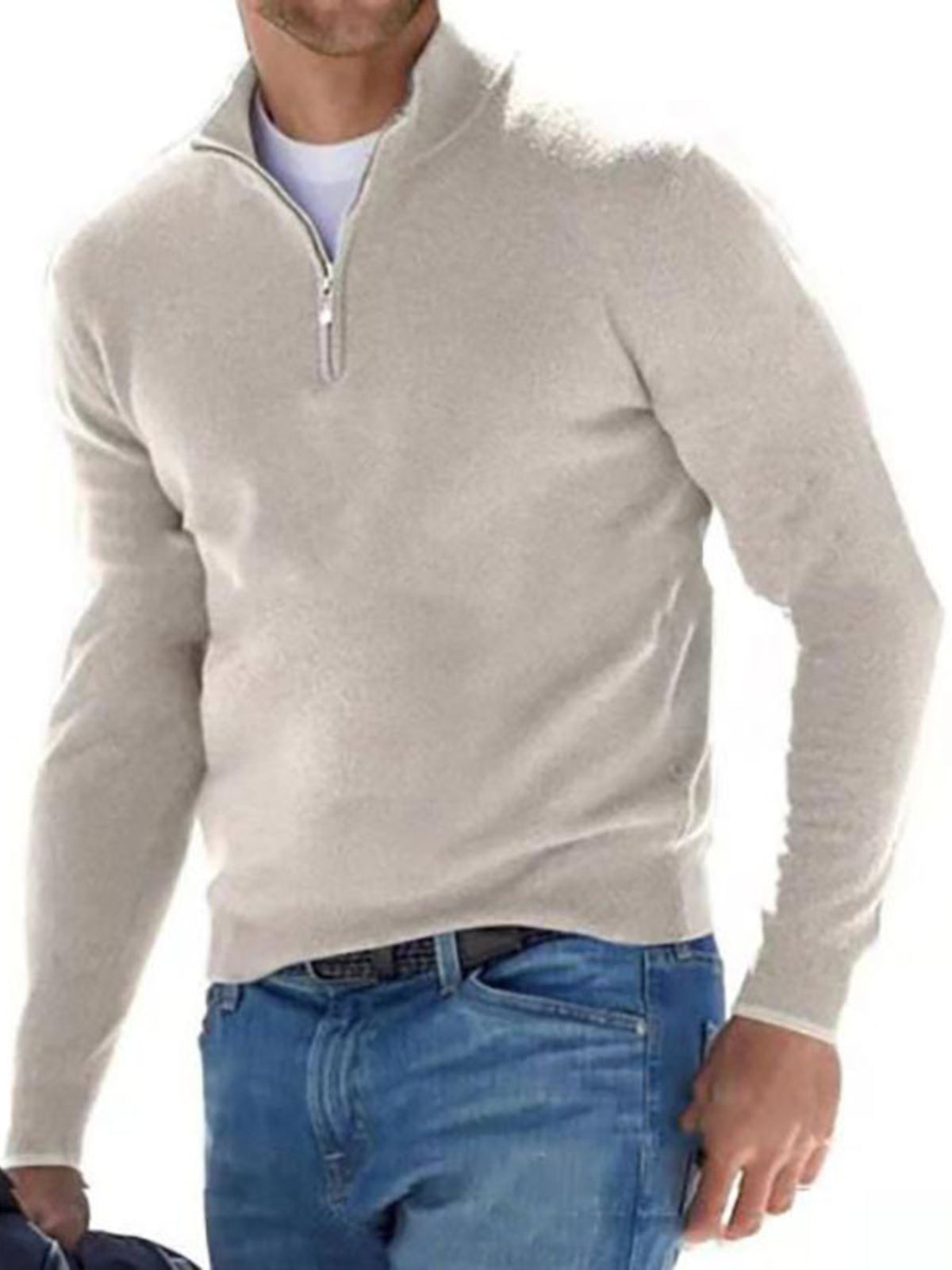 Quarter-zip sweater – beige