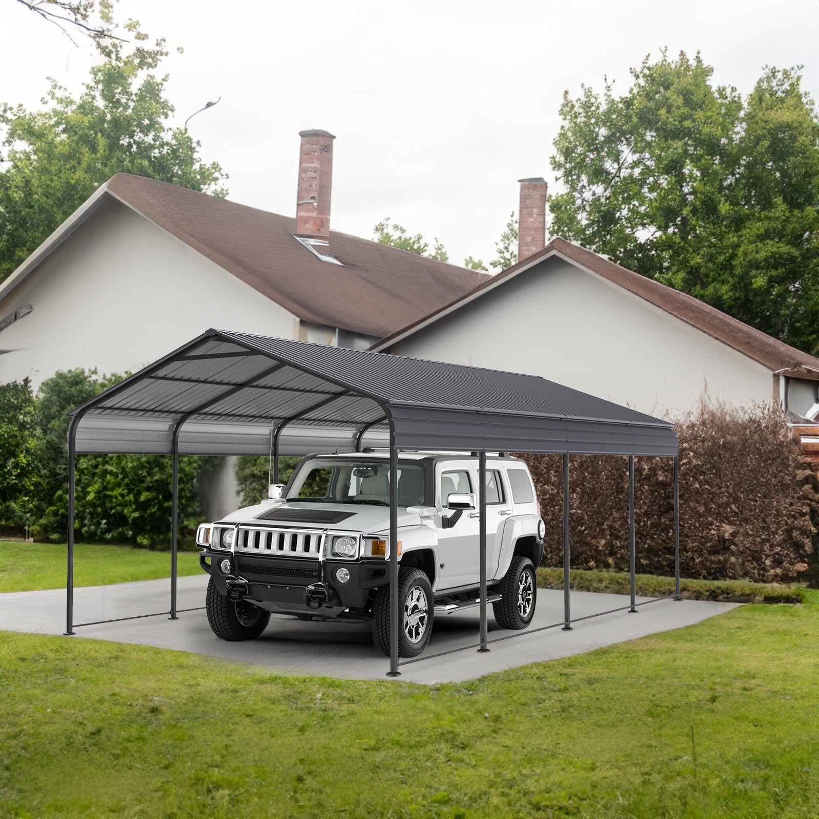 Metal Carport 12 ×20 FT Heavy Duty with Galvanized Steel Roof Metal Garage Canopy