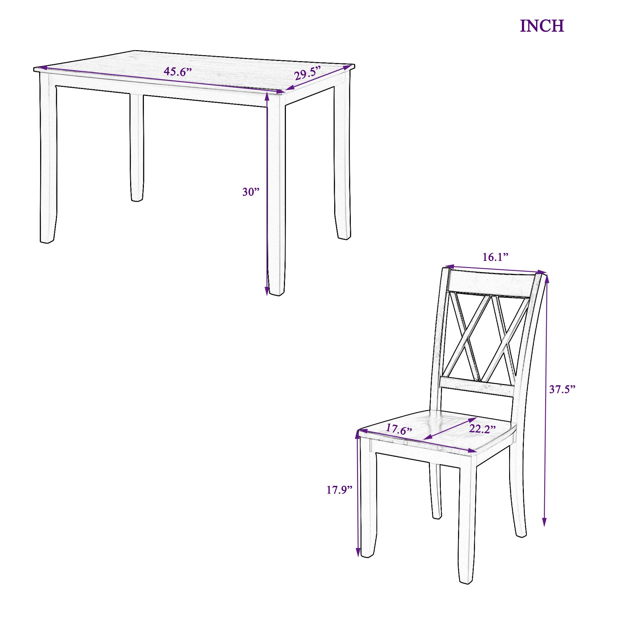 TOPMAX 5-Piece Dining Table Set Home Kitchen Table and Chairs Wood Dining Set  Black+Cherry